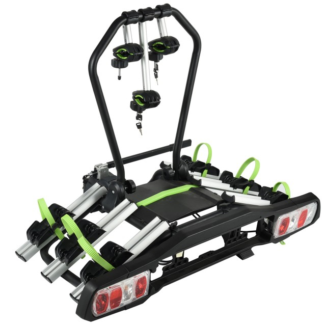 Towbar Mounting Frame 3 Bikes Tiltable Foldable Cycle Carrier 13 Pin Socket 